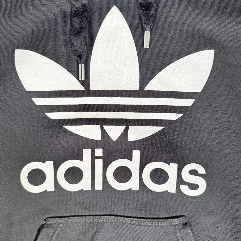 Adidas Sweater Unixex Adult XS Black‎ Trefoil Logo Hoodie Sweatshirt Streetwear